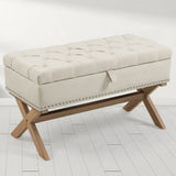 ZNTS 35 Inch Storage Ottoman, Button-Tufted Ottoman Linen Storage Bench, Ottoman with Storage W1955121377