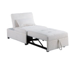 Contemporary White Color Sleeper Sofa Chair Pillow Plush Tufted Seat 1pc Convertible Sofa Sherpa B011P200214