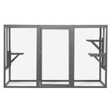 Spacious wooden cat cage with waterproof roof with adjustable pedals suitable - gray black W2181P151919