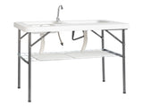 101*65.5*92cm HDPE Rectangular With Barbed Wire Foldable Outdoor Fish Killing Table White 02927889