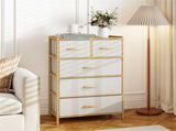 Bamboo 5-Drawer Storage Dresser with Anti-Tipping Kit for Bedroom Closet Living Room 62925610