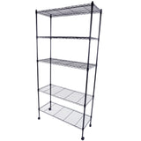 ZNTS 5-Layer Plastic Coated Iron Shelf with 1.5" Nylon Wheels 165*90*35 Black 40565502