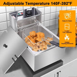 ZNTS EH81 2500W MAX 110V 6.3QT/6L Stainless Steel Single Cylinder Electric Fryer US 44109609