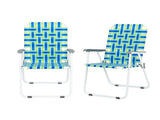 2pcs Steel Tube PP Webbing Bearing 120kg Folding Beach Chair Blue Strip 79845666