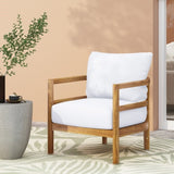 Outdoor Acacia Wood Patio Club Chair, Wood Patio Furniture,Waterproof Thick Cushion Deep Seating for 71518.00WHI