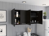 Stockton Rectangle Four Swing Doors Wall Cabinet Black Wengue B06280441