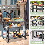 ZNTS 3-Shelf Outdoor Grill Table, Grill Cart Outdoor with Wheels, Pizza Oven Table and Food Prep Table, W1859P170284