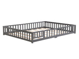 full Size Floor Bed with Door,Solid Wood Platform Bed Frame with Fence,Suitable for children,Pine W495123242