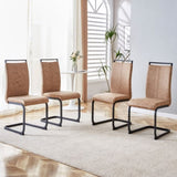 Modern Dining Chairs, Technology cloth High Back Upholstered Side Chair with C-shaped Tube Black W115149179