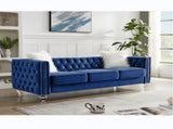 Navy Blue, 23 Seat Sofa Set, Velvet Crystal Buckle Upholstery Sofa, Crystal Feet, Removable 14023036