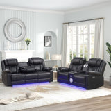Challenger Modern Contemporary LED Power Recliner Loveseat with console, storage, stainless cup B009P294748