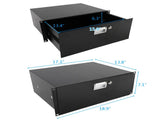 19" 4U Steel Plate DJ Drawer Equipment Cabinet with Keys Black 95397522