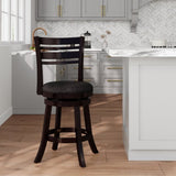 24" Counter Height Slat Back Swivel Stool, Espresso Finish, Charcoal Fabric Seat B04660690