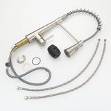 Commercial Brushed Nickel Kitchen Faucet with Pull out Sprayer, Single Handle Single Lever Kitchen W1932P288182