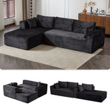 Compression Sectional Couch with Comfy Chaise, Boneless L Shape Sofa with Deep Seat, Minimalist 97457428