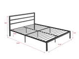 Queen Size Metal Bed Frame with Headboard Charcoal Grey W31181462