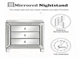 () 3-Drawer Nightstand with Rhinestone Trim MDF Storage Cabinet with Mirrored 47695671
