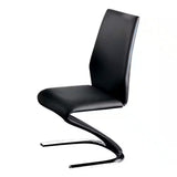 Contemporary Style Z-Shaped Chair Base 2pcs Chairs Black Leatherette Chrome Finish Side Chair B011P152661