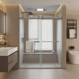 ZNTS 44 to 48 in. W x 76 in. H Double Sliding Frameless Soft-Close Shower Door, Premium 3/8 Inch W1573126517