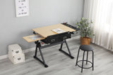adjustable drawing drafting table desk with 2 drawers for home office and school with stool W347P151532