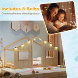 Twin-Size Kids House Natural Floor Bed- 82"x42"x51" Size, LED Light Strip for 96035505