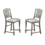 Classic Light Grey Plush Upholstered Cushion Chairs Set of 2pc High Dining Chair Open Slats Back B011P193977