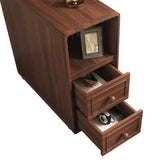 End Table with Drawers, Corner Table with Open Shelves, Tall Side Table for Bedroom and W2593P289144