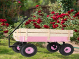 Heavy Duty Steel Wooden Side Support Cargo Wagon with 10" All-Terrain Air Tires, Up to 220lb Load 30579157