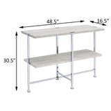 White Oak and Chrome Sofa Table with 1 Shelf B062P186475