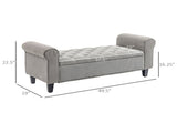 50-Inch Button Tufted Storage Bench with Rolled Arms & Wood Legs, Gray 11065906
