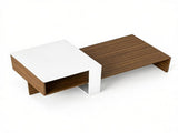 2-Tier Modern Geometric Coffee Table Engineered Wood Low Center Table with Storage Shelf, Waterproof 69288557