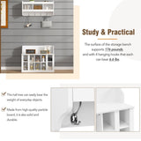 ON-TREND Shoe Storage Bench with Shelves and 4 Hooks, Elegant Hall Tree with Wall Mounted Coat Rack, WF313576AAK
