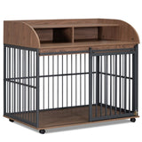 GO 44'' Heavy Duty Large Dog Furniture for Large Medium Dog with Lockable Wheels, Wooden Dog WF323360AAD