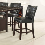 ZNTS Modern Counter Height Chairs Black Faux Leather Tufted Set of 2 High Chairs Dining Seating B011130016