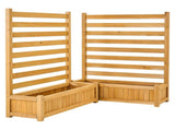 36x45 in Wooden Privacy Fence Screen, Cover with 2 Planters & Metal Stakes for Garden & Pool 09422983