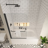 Bath tub Pivot shower screen, with 1/4" tempered glass and towel bar 3458 finished Matte Black W2122P297405