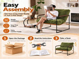 28 Inch Extra Wide Sling Accent Chair, Fully Disassembled, Rubber Wood Armrest, Metal Iron Frame, 63766309