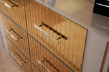 Gold Detailed Dresser made with Wood in Gray B00957544