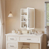 White particleboard, acrylic frame, 71*50.8*15cm, 1 door, 2 shelves, LED mirror cabinet, three-tone 66112088