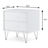 ZNTS White 2-Drawer Accent Table with Hairpin Legs B062P181399