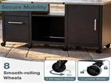 59 Inch Multi-Use Outdoor BBQ Grill Prep Table with Removable Storage Shelves, 8 Rolling Lockable 58272012