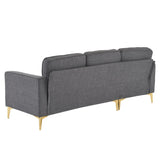 ZNTS 218*141*87cm Burlap Diamond Electroplated Gold Trident Legs Three Seats With Footstool Indoor 16877636