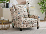 Floral Print push-back Recliner Chair, Upholstered Wingback Accent Chair with Padded Arms and Wooden B2766P587919