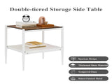 Set of 2 Rectangle End Table, Tempered Glass Tabletop with MDF layer, Modern Table for Living Room , W241P184254
