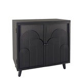 Modern Black Wood Storage Cabinet, 31in Accent Cabinet with Embossed Door for Living Room, Bedroom, W2729P239176