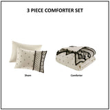 3 Piece Cotton and Flax Linen Blend Comforter Set Natural Full/Queen B03596414
