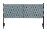 Queen Size Headboard in Black Metal and Blue Fabric B202P223756
