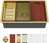 32 Gold Undermount Workstation Kitchen-32 x 19 Inch 16 Gauge Stainless Steel Undermount Kitchen W1386P304431