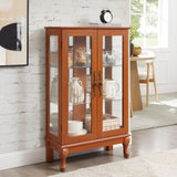 2 Doors Curio Cabinet with Tempered Glass Doors, Curio Cabinets with Mirrored Back Panel and W2275P300143