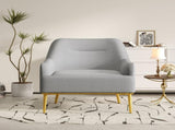 Modern Accent Chair Upholstered Armchair Single Sofa Chair with Curved Backrest and Gold Metal Legs N763P360684E